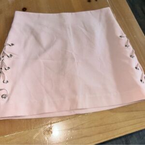 Rebecca Minkoff Pink Lace-Up Mini Skirt